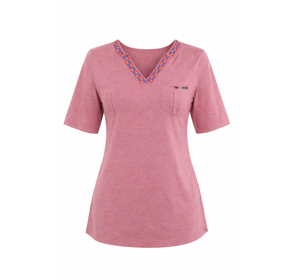 AFRAAR Women’s Premium Cotton Slub V-Neck T-Shirt